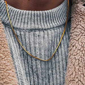 eManco手工方链项链不锈钢男士钛钢锁骨链饰品配件直销批发 - Product Image 4