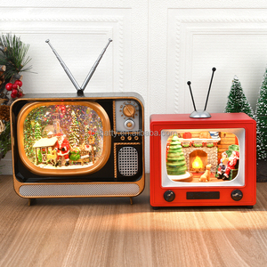 Factory Wholesale Resin Christmas TV Set with LED Light Festive <b>Santa</b> <b>on</b> <b>Sleigh</b> Sculpture Moving Back and Forth - Product Image 1