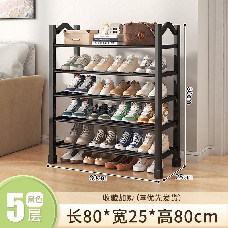 Étagère à chaussures noire en plastique, 5 niveaux, modèle élargi 80 noir.