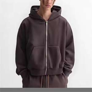 <span class=keywords><strong>Felpa</strong></span> <span class=keywords><strong>con</strong></span> <span class=keywords><strong>cappuccio</strong></span> <span class=keywords><strong>con</strong></span> <span class=keywords><strong>cerniera</strong></span> taglio Extra large <span class=keywords><strong>con</strong></span> fodera in bianco a forma quadrata per abbigliamento Casual da <span class=keywords><strong>uomo</strong></span> - Product Image 2