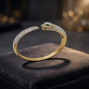 Royal Panther Diamond <b>Cuff</b> <b>Bracelet</b> in 925 Sterling <b>Silver</b> with Premium CVD Lab Grown Diamonds - Product Image 4