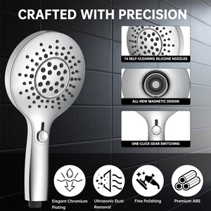 Soffione <span class=keywords><strong>doccia</strong></span> portatile in ABS di alta qualità con 3 modalità di spruzzo, aggancio magnetico, tubo da 60 pollici, Power Flush per case a bassa pressione - Product Image 3