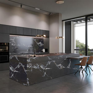 Pierre artificielle polie TMZ 5095 Napoleon Black ODM/OEM, grande dalle pour comptoir de cuisine d'hôtel moderne, dessus de lavabo, ignifuge - Product Image 4