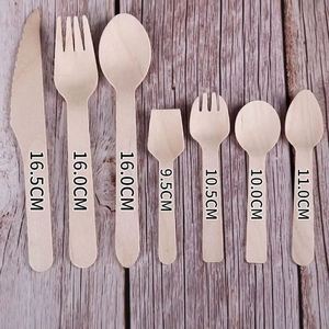 Customize Printing Hot Stamp Biodegradable Recycled Materials High Quality <b>Knife</b> <b>Fork</b> Spoon Disposable Wooden Cutlery Set - Product Image 1