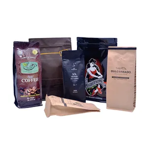 Custom Premium Stand Up Pouch Roasted Arabica Coffee Packaging Plastic Side Gusset Bag With Valve Zipper For Coffee bean Package