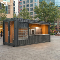 Magasin gris modulaire de conteneur de kiosque préfabriqué de nourriture de cadre en acier d'utilisation commerciale avec le mur en verre avant