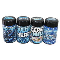 Conteneur hermétique rond personnalisé anti-UV noir, 100 ml, 150 ml, bocaux en verre résistants aux enfants, 3,5 g, 7 g, avec 16 par boîte