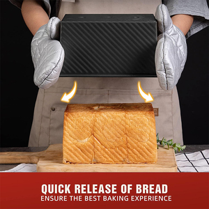 Molde para Pan con Tapa, Antiadherente, de Acero al Carbono, Rectangular, Corrugado, para Pan Tostado, Molde para Pastel - Product Image 5