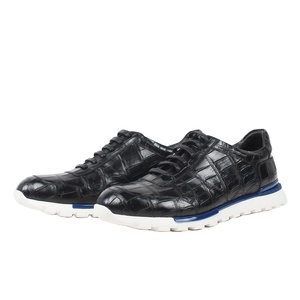 Zapatillas de Hombre de Piel de Cocodrilo de Lujo, Zapatillas Deportivas de Piel Vacuna Genuina con Patrón de Cocodrilo Exótico, Zapatos Casuales de Vestir para Hombre - Product Image 1