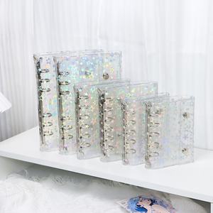 A8 Budget Binder Cover Clear PVC 5 Ring Binder Glitter Star Protector de carcasa de cuaderno recargable con 2 broches para sobres de efectivo - Product Image 2