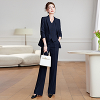 Costume professionnel pour femmes, printemps-automne, veste et pantalon, style décontracté et élégant pour le travail.