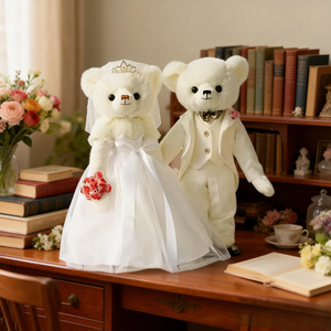 ชุดตุ๊กตาหมี<span class=keywords><strong>คู่</strong></span>แต่งงาน - ตุ๊กตาหมีเจ้าสาวและเจ้าบ่าวในชุดแต่งงานและชุดทักซิโด้ ของขวัญสำหรับคู่<span class=keywords><strong>บ่าว</strong></span><span class=keywords><strong>สาว</strong></span>พร้อมกล่องรูปหัวใจ - Product Image 2