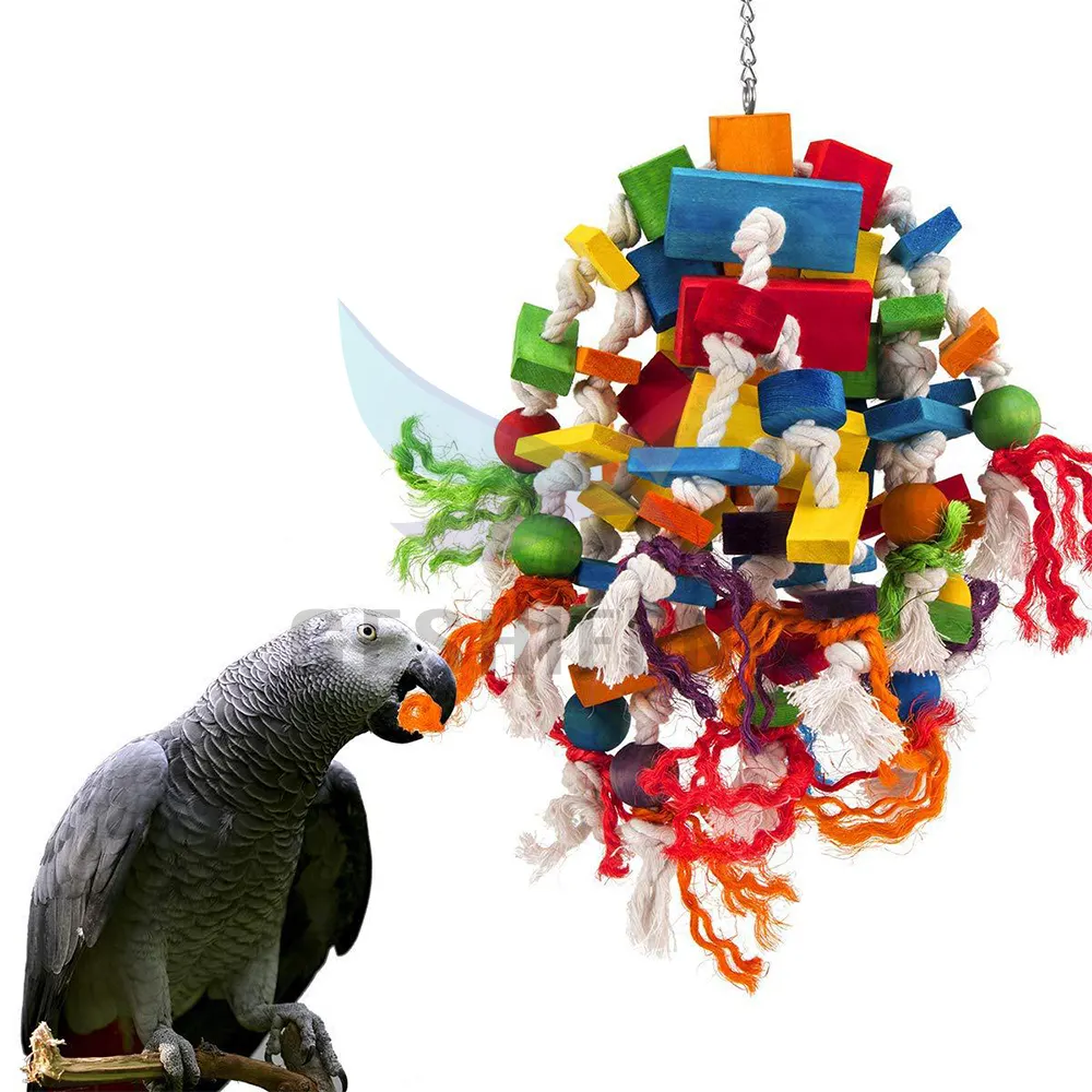 나무 새 교수형 장난감 새 앵무새 장난감 나무 큰 씹는 장난감 파를위한 흥미 진진한 씹는 재미