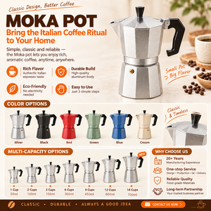 Caffettiera Moka in Alluminio dal Design Classico Italiano con Valvola, Capacità 50ml, Coperchio Ecologico, Design Moderno per Tutti i Tipi di Fornelli - Product Image 2
