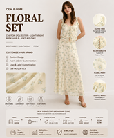 Ensemble jupe deux pièces à imprimé floral personnalisé pour femme, haut caraco à lacets avec volants et jupe longue assortie, fabricant OEM ODM