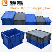 Caisse de stockage logistique empilable en plastique écologique à prix d'usine, caisse en plastique réutilisable à couvercle rabattable, couleur personnalisée, recyclable