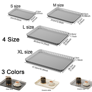 Grand plateau et assiette de service multifonctionnels, réutilisables, en plastique transparent écologique, de qualité alimentaire et durables, pour présentation de fête - Product Image 5
