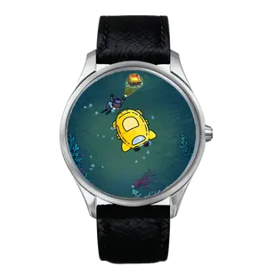 Reloj de Cuarzo de Acero Inoxidable con Diseño de <span class=keywords><strong>Pulpo</strong></span> de Dibujos Animados, Correa de Cuero Vacuno, Estilo de Nicho, Resistente al Agua - Product Image 2