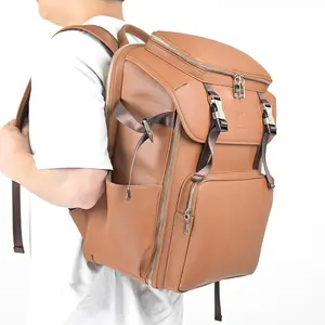 Durable Microfiber Backpack High Quality Brown Leather Bag Large Capacity Camera Bag For Travel