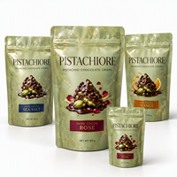 Sachet Doypack en Kraft blanc refermable à fond plat, résistant à l'humidité, pour emballage de chocolat blanc et de bonbons, vente en gros