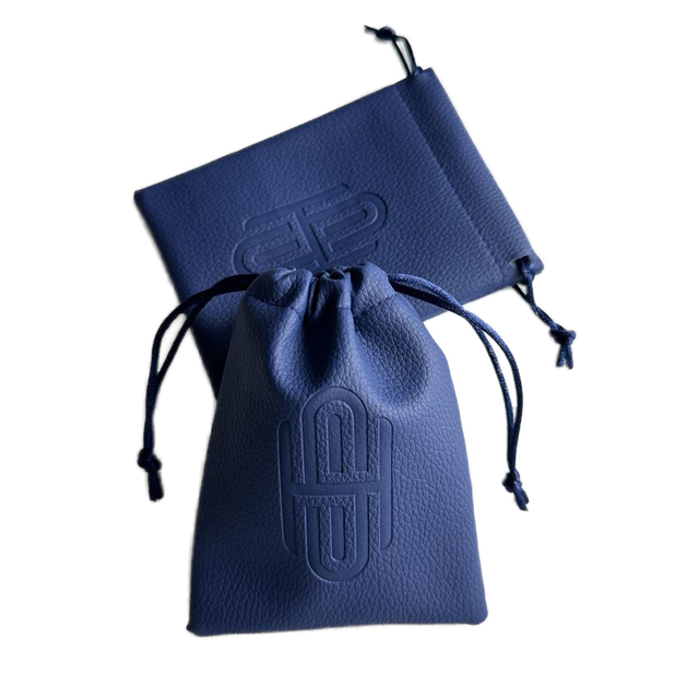 Wholesale Custom Luxury Small Faux Pu Leather Fabric Drawstring Pouches Mini Gift Jewelry Dust Bags with Embossed Logo