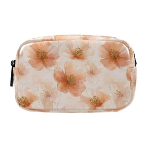 Bolsa de Lápices con Estampado de Flores Hawaianas Personalizada al por Mayor, Bolsa de Cosméticos Portátil de Cuero PU, Bolsa de Maquillaje para Mujer, para Viaje - Product Image 1