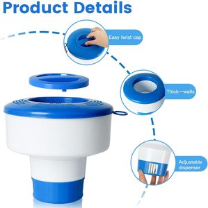 Distributeur de chlore flottant avec 4 orifices de débit réglables pour le traitement de l'eau des piscines, spas, bains à remous et fontaines (1 pouce) - Product Image 5