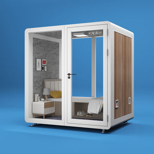 소파 및 LED 조명 포함 <span class=keywords><strong>4</strong></span>인용 모던 방음 어쿠스틱 오피스 팟, 사무실 및 홈 오피스용 모듈형 디자인 부스 - Product Image 1