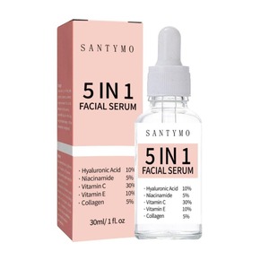 Popolare Siero Viso SANTYMO 5-in-1 Idratante e Illuminante (Acido Ialuronico) 30ml per Cura Quotidiana del Viso - Product Image 1