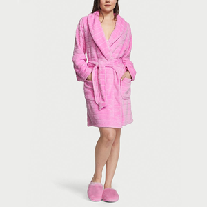 Accappatoio Kimono invernale in morbido pile caldo da donna rosa casa - Product Image 2