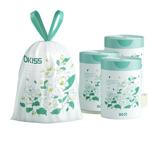 Mint Green Floral Drawstring Trash Bags 80 Count Thickened Large Size Kitchen Use - Product Image 3