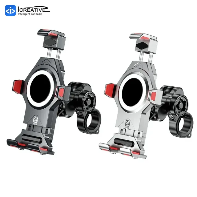 Motorcycle Phone Mount with Vibration Dampener Anti-Shake Adjustable Aluminum Alloy Handlebar Holder for 4.7''-7.2'' Smartphones