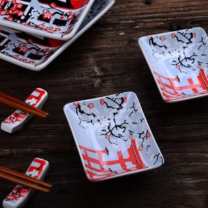 Ensemble de fabrication de Sushi en porcelaine moderne 2 baguettes en bambou 2 bols à tremper lavable au lave-vaisselle fait <span class=keywords><strong>maison</strong></span> - Product Image 6