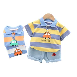 Zomer 2 Delige Jeans Sets Voor Baby Jongens Casual Baby Boy Pak Set Streep Kinderkleding Jongens Set Hot Sale