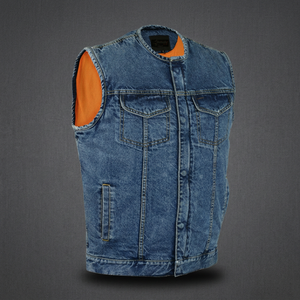 Gilet en jean bleu pour homme, vêtement d'extérieur, fermeture à boutons, mode décontractée d'hiver, classique - Product Image 3