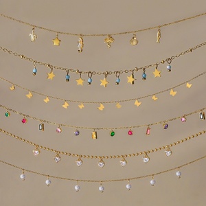 สร้อยคอแฟชั่นใหม่ สีสันสดใส ทองประดับอัญมณีชั้นดี ของขวัญวันแม่ วันวาเลนไทน์ สร้อยคอสแตนเลสสั่งทำได้ ขายส่ง - Product Image 1