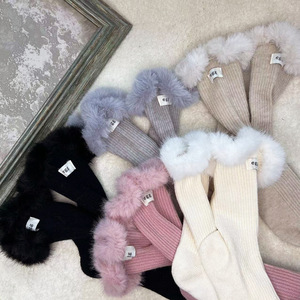 Mới Đến Của Phụ Nữ Sang Trọng Mùa Đông Vớ Sang Trọng Cuff Sườn Đan Thiết Kế Ấm Cúng Mờ Vớ Ấm Với Tùy Chỉnh Chữ - Product Image 1