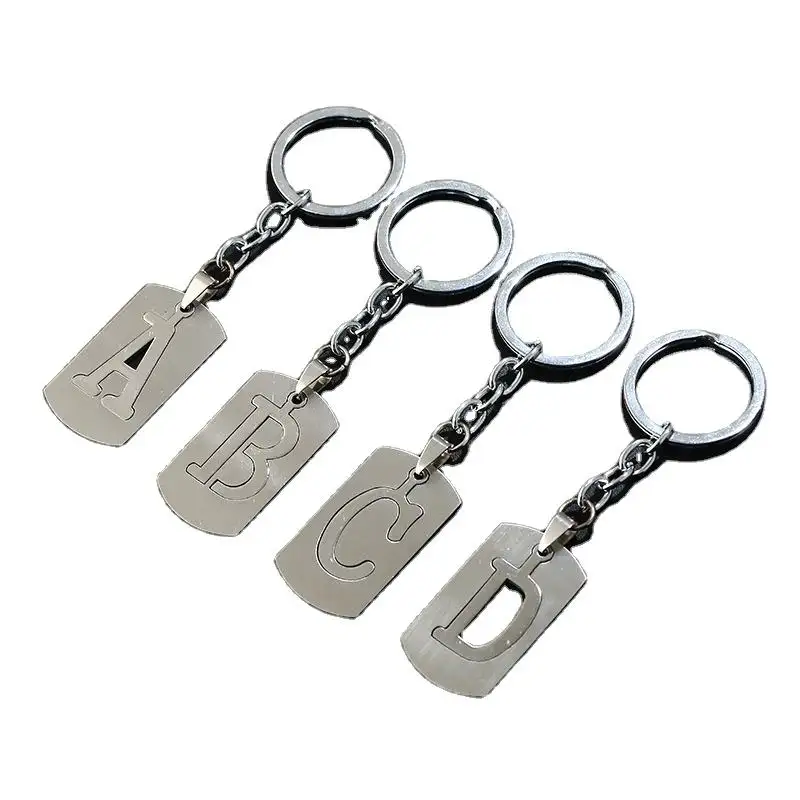 DIY A-Z Letters Key Chain For Name Silver Color Steel Keychain Women Men Car Key Ring Simple Key Holder Party Gift Jewelry