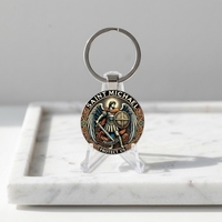 Llavero Metálico Impreso al por Mayor, Novedad 2026, Llavero Religioso Católico de Protección, Anillo para Llaves con Patrón Personalizado, Recuerdo, Regalo