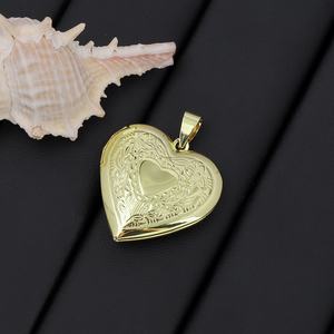 Collier pendentif JXX personnalisé plaqué or 18 carats, style vintage, gravé de fleurs, motif floral en forme de cœur - Product Image 3