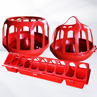 Nouveau Chuangduo Cd-69 Distributeur Automatique de Nourriture pour Poulets à 24 Trous, Seau à Couvercle Rabattable, Rouge, 82CM, Plastique, Longueur Extra, pour Ferme