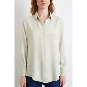 Camisa Minimalista de Satén Viscosa para Mujer, Color Gris, con Botones, Blusa Informal para el Día a Día - Product Image 3