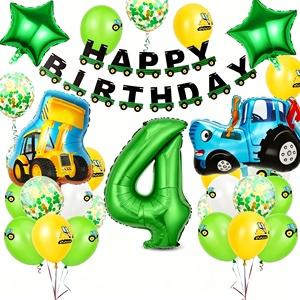 Nuovi Set di Palloncini a Tema Trattore Verde ed Escavatore con Striscione per Feste di Compleanno dei Ragazzi - Product Image 3