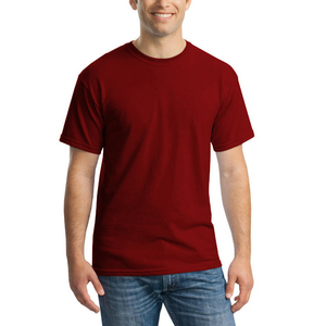 T-shirt en coton à col rond et manches courtes pour homme, coupe oversize, en jersey décontracté, infroissable, respirant, avec logo imprimé numériquement sur le devant, rouge long - Product Image 1