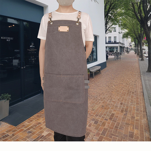 Delantal de babero de lona lavada de estilo japonés para hombres y mujeres, logotipo personalizado impreso, cocina, comedor, <span class=keywords><strong>Bar</strong></span>, uniforme de trabajo para artistas de uñas - Product Image 2