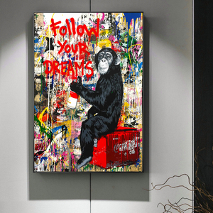 Suivez vos rêves rue mur <span class=keywords><strong>Graffiti</strong></span> Art toile peintures abstrait Pop Art impressions sur toile chambre d'enfants - Product Image 1