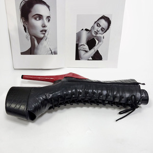 Stivali Sexy con <span class=keywords><strong>Tacco</strong></span> <span class=keywords><strong>Alto</strong></span> 17cm, Scarpe da Pole Dance con <span class=keywords><strong>Tacco</strong></span> Spesso 7 Pollici, Bestseller nei Bar - Product Image 3