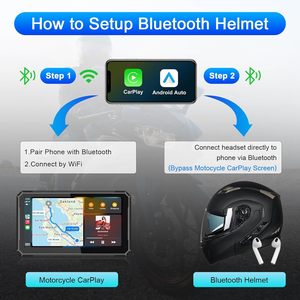 <strong>7</strong> Inch Portable Motorcycle Navigation <strong>System</strong> with Apple Carplay and Android Auto <strong>Bluetooth</strong> Voice Control Support Siri and Google - Product Image 6
