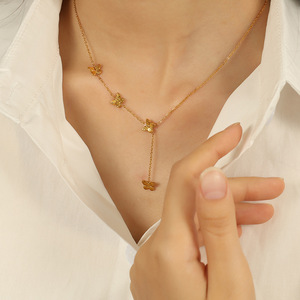 Collier à pampilles papillon en alliage de zinc doré, chaîne de clavicule pour femmes, cadeau pour occasion spéciale XL322 - Product Image 4