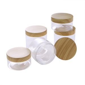 กระปุกสครับขัดผิว ขนาด 50 กรัม 100 กรัม 150 กรัม 200 กรัม 250 กรัม  แบบขุ่นสีเหลืองอำพันใส  วัสดุ PET พลาสติก  ฝาไม้ไผ่ - Product Image 2